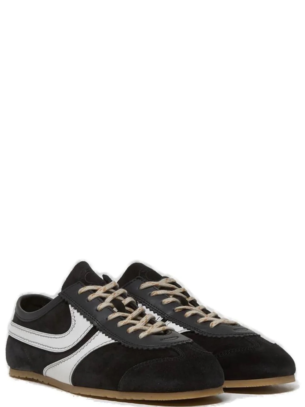 Dries Van Noten Black Suede Sneakers With White Leather Accents